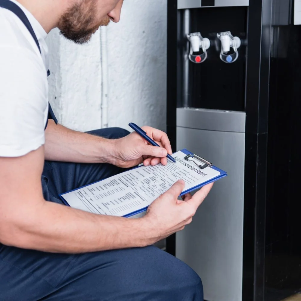 Service step for a bottleless water cooler